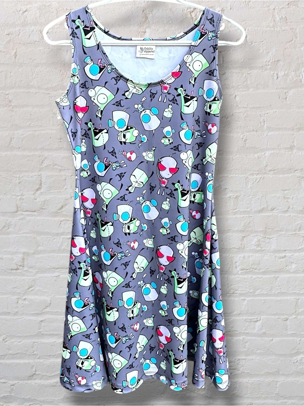 NWOT Oddity Apparel Invader Zim GIR Purple Skater Dress Angelyques Pixels Sz M - Picture 6 of 9
